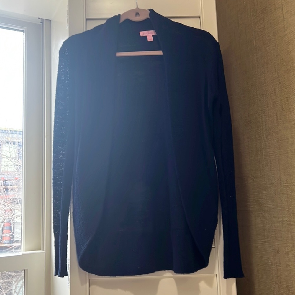 Lilly Pulitzer Navy Amalie Open-Front Cardigan Sweater XXS